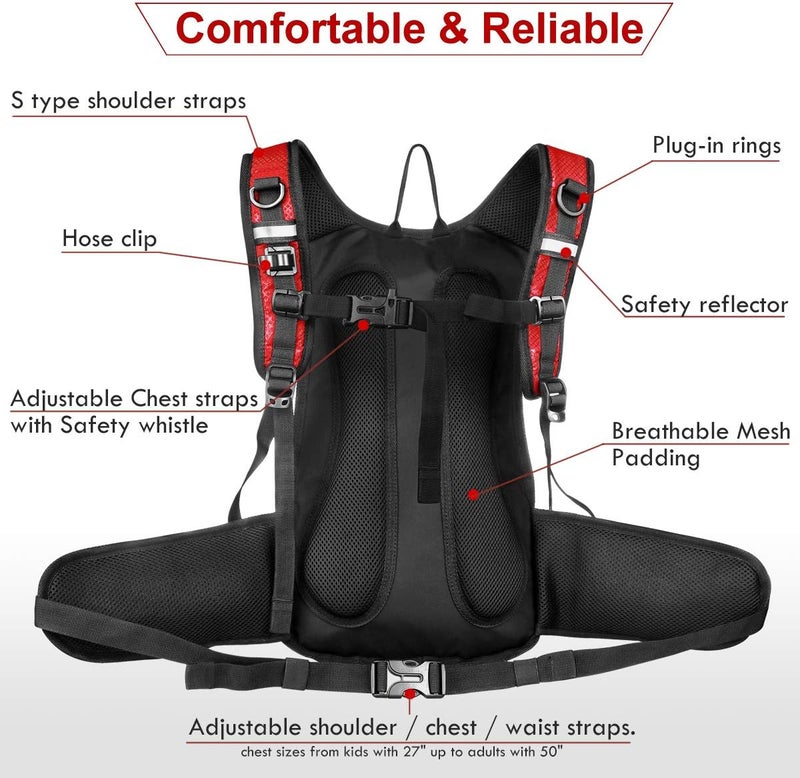 Mothybot Insulated Hydration Backpack Pack with 3L BPA Free Leak Proof Water Bladder, Large Storage Lightweight Hiking Daypack with Waist Pouches & Cooler Layer, for Running, Biking, Camping, Festival - Image 3